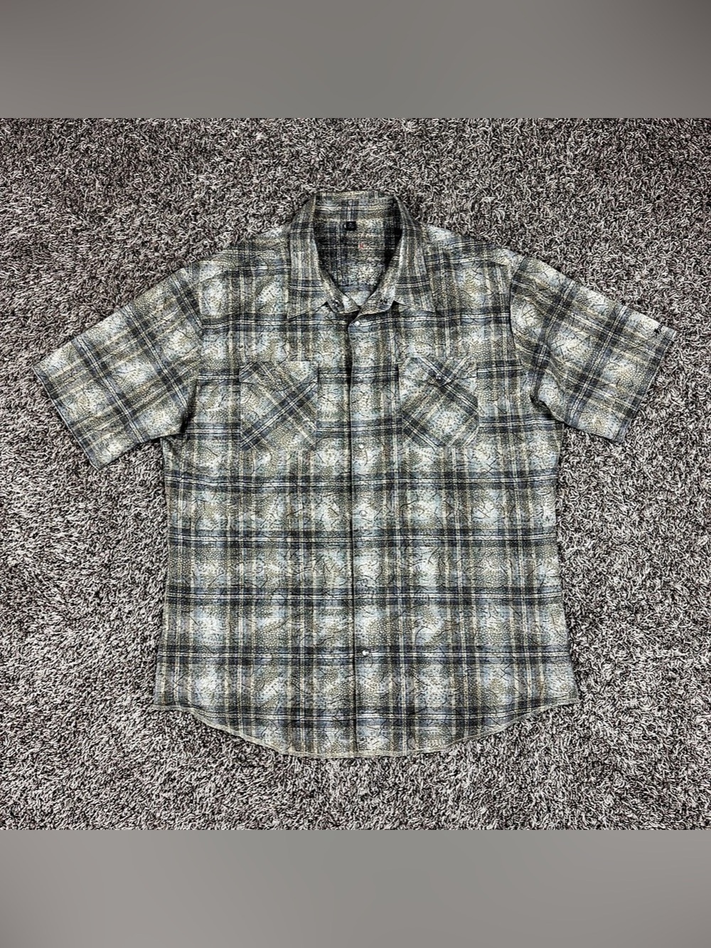 Vintage Hurley Mens Short Sleeve Plaid Pearl Snap Button Up Shirt XL Western